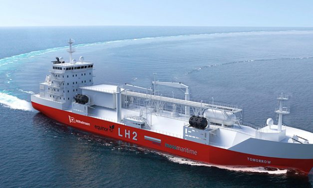 Liquefied hydrogen bunker barge designed