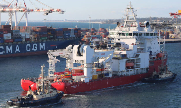 Fire-damaged MPV Everest arrives at Fremantle