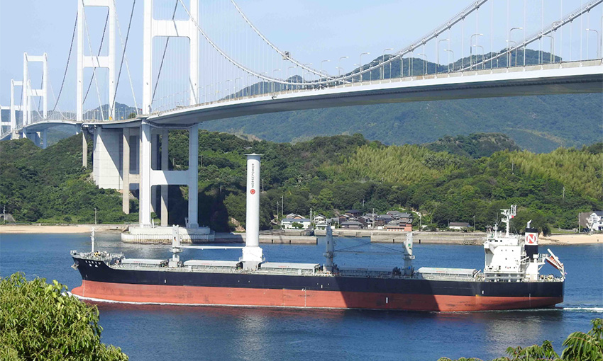 Combination carrier retrofitted with Norsepower Rotor Sail