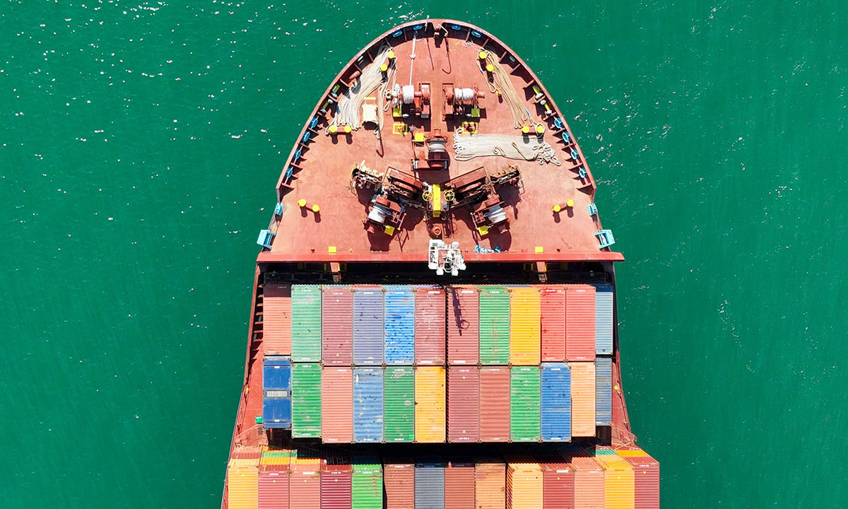 Containership aerial view