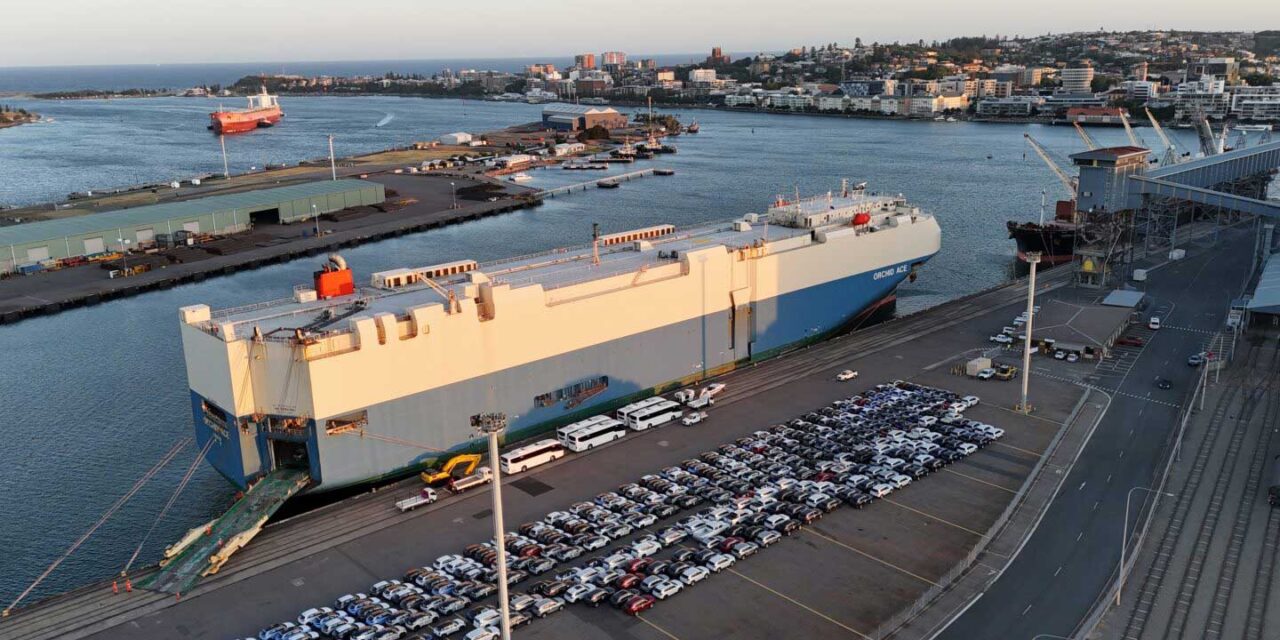 Car carriers a new sight at Port of Newcastle