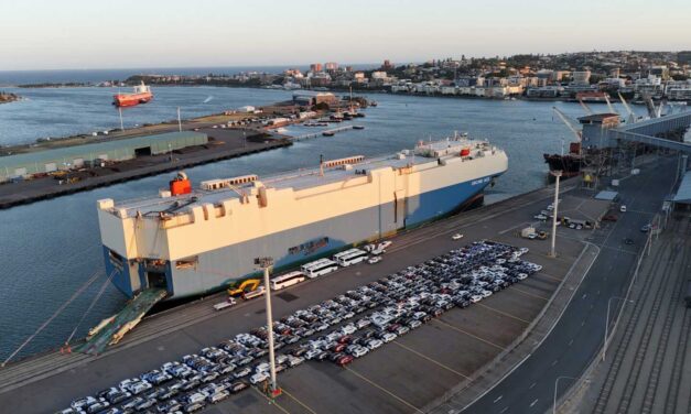 Car carriers a new sight at Port of Newcastle